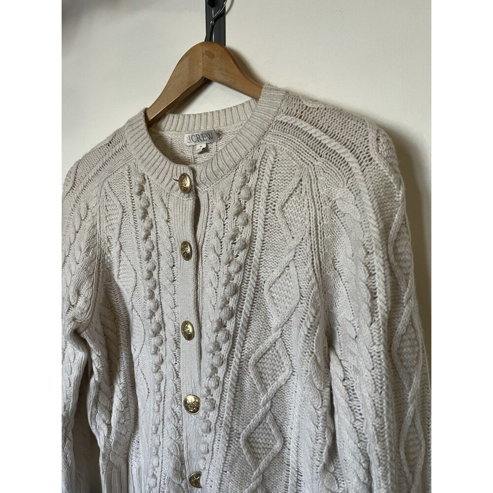 J. Crew Cream Cable-Knit Button Cardigan - Picture 3 of 11